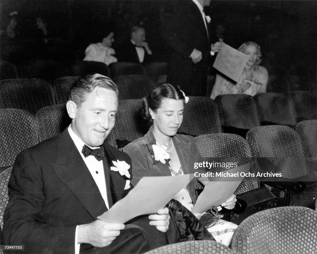 Actor Spencer Tracy And wife Louise Treadwell attend a premiere circa
