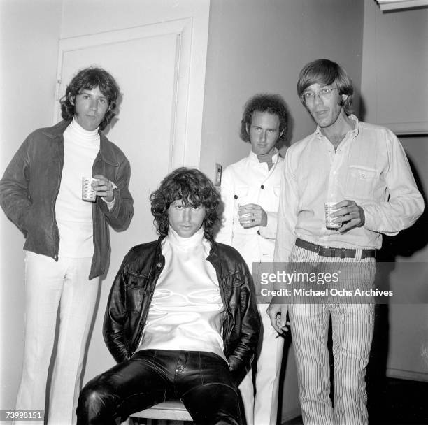 American rock group The Doors, circa 1967. Left to right: John Densmore, Jim Morrison, Robbie Krieger and Ray Manzarek.