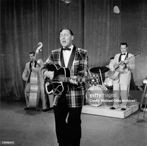 Bill Haley and His Comets perform on The Ed Sullivan Show on August 7, 1955 in New York, New York City.