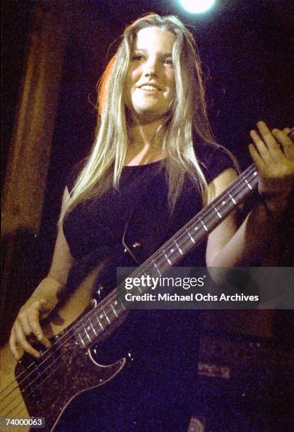 Lita Ford of the rock band "The Runaways" performs on stage in Los Angeles in 1977.