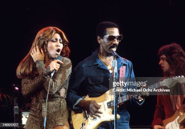 Ike and Tina Turner performing with the Ike And Tina Turner Revue on the American TV music show, 'Don Kirshner's Rock Concert', recorded in Los...
