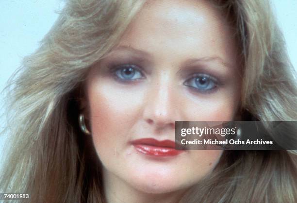 Portrait of Welsh singer Bonnie Tyler, circa 1975.