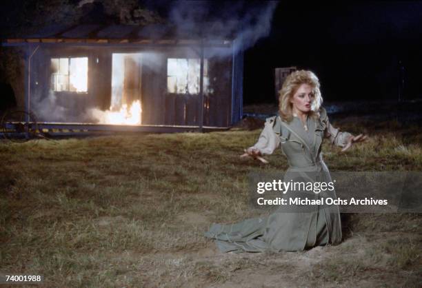 Welsh singer Bonnie Tyler in the video for her single, 'Holding Out For A Hero, 1984.