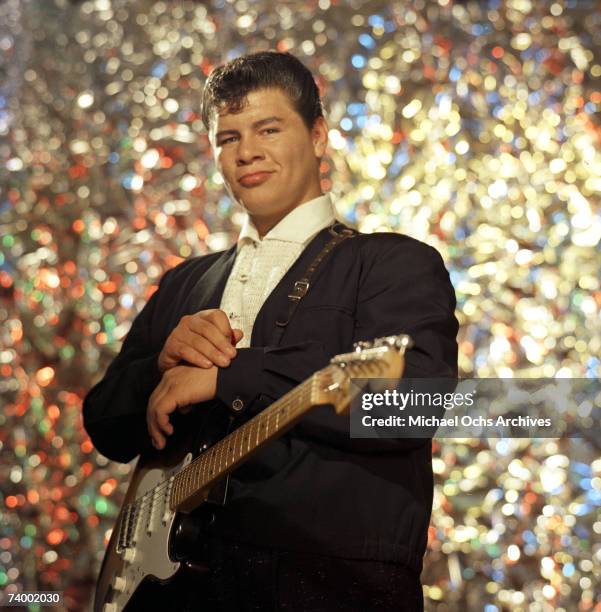 Ritchie Valens poses for his famous album cover session in July 1958 in Los Angeles, California.