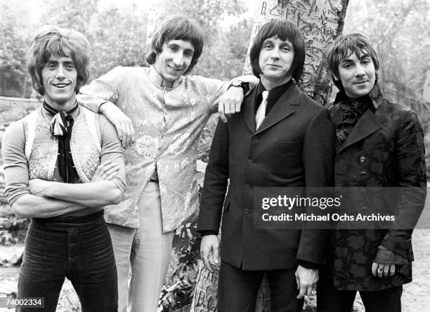 Singer Roger Daltrey, guitarist Pete Townshend, bassist John Entwistle and drummer Keith Moon of the rock and roll band "The Who" pose for a portrait...