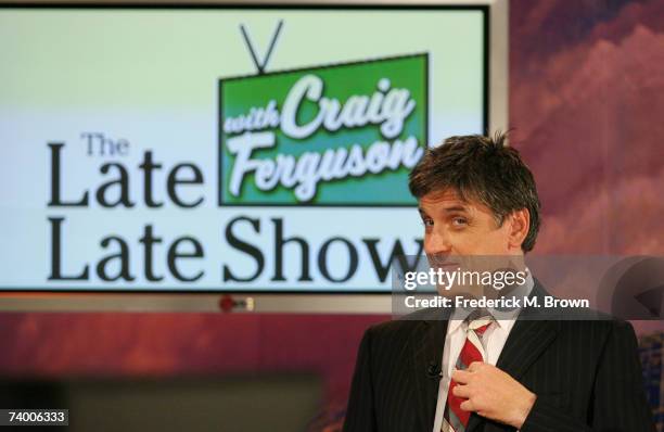 Host Craig Ferguson smiles during a segment of "The Late Late Show with Craig Ferguson" at CBS Television City on April 26, 2007 in Los Angeles,...