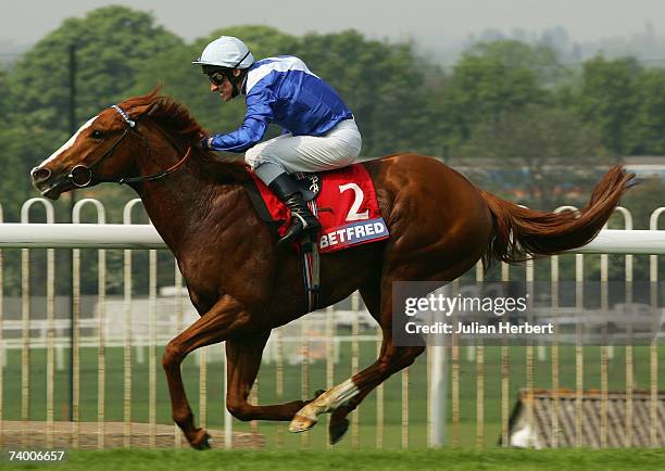 Michael Hills and Desert Dew land The Betfred Casino Esher Cup Race run at Sandown Racecourse on April 27 in Sandown, England.