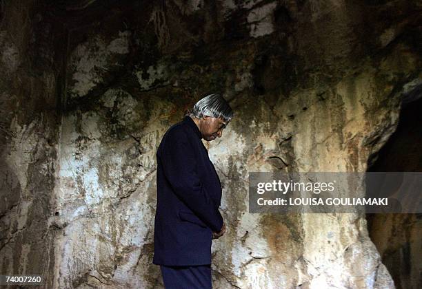 Indian President Abdul Kalam visits the prison of the ancient Greek philosopher Socrates , 470-399 B.C near the Acropolis 27 April 2007. The Indian...