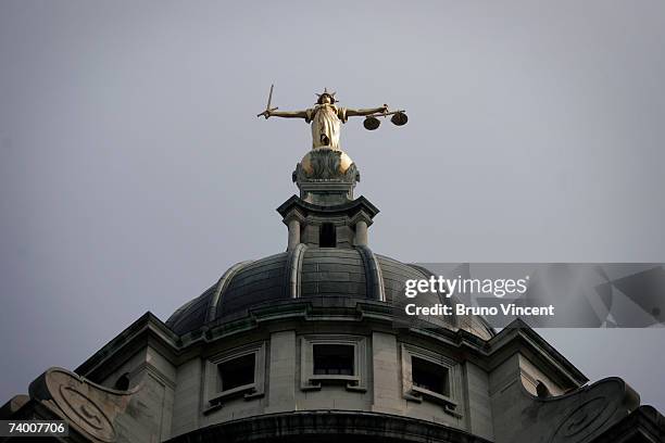 General virew of the Scales of Justice on top of the Old Bailey on April 27, 2007 in London.