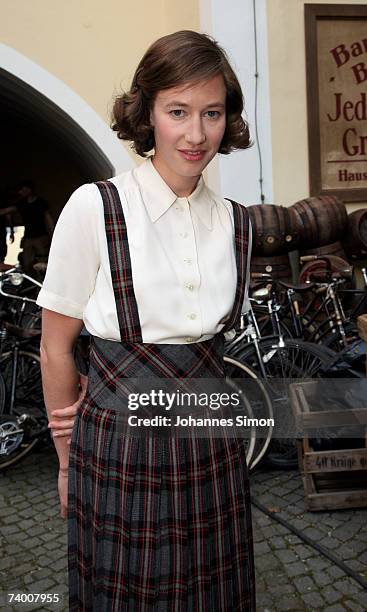 German actress Johanna Wokalek poses during the "Nordwand" photocall on April 27 in Berchtesgaqden, Germany. The film "Nordwand" tells the story of...