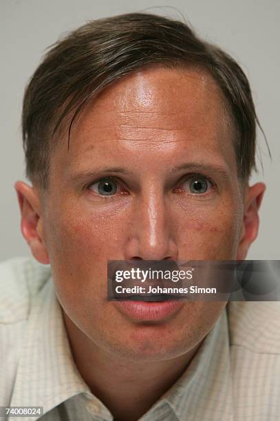 German actor Benno Fuermann addresses the media during a press conference prior to the "Nordwand" photocall on April 27 in Berchtesgaqden, Germany....