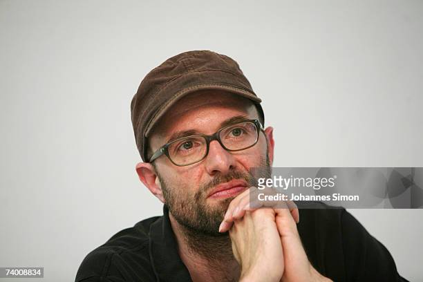 German director Philipp Stoelzl addresses the media during a press conference prior to the "Nordwand" photocall on April 27 in Berchtesgaqden,...