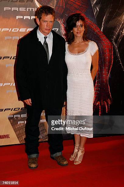 Thomas Haden Church and his wife Mia Zottoli attend the premiere of Spider-Man 3 at the Grand Rex April 27, 2007 in Paris, France.