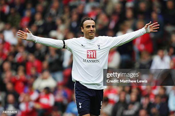 Dimitar Berbatov of Tottenham celebrates his goal during the Barclays Premiership match between Middlesbrough and Tottenham Hotspur at the Riverside...