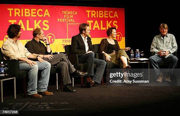 Author Josh Bernstein, producer Les Stroud, president of EarthEcho International Philippe Cousteau, Sarah Robertson of National Geographic and...