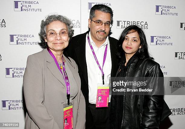 Producer Bienvenida Matias, director Edwin Pagan and Elizabeth Lopez attend the TAA Awards at the Tribeca Film Center during the 2007 Tribeca Film...