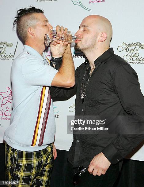 No Doubt drummer Adrian Young and A Moti Sol singer Magni Asgeirsson arrive at a Lili Claire Foundation fundraiser at the Mandalay Bay Events Center...