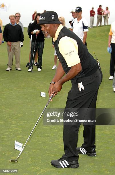 Actor Samuel L. Jackson attends the 9th Annual Michael Douglas & Friends Celebrity Golf Tournament at the Trump National Golf Club April 29, 2007 in...
