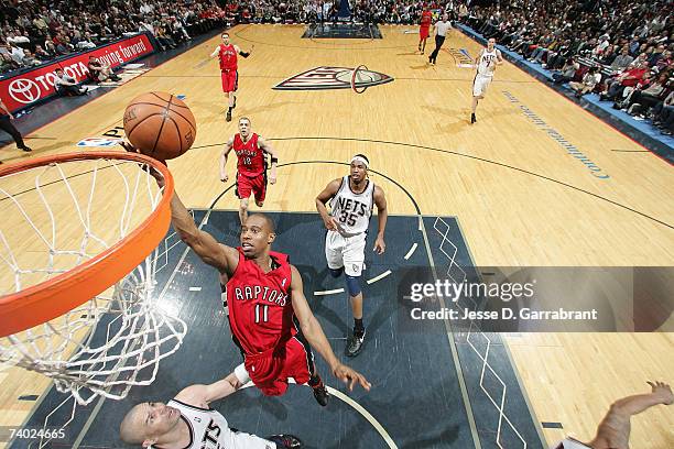Ford of the Toronto Raptors shoots against the New Jersey Nets in Game Four of the Eastern Conference Quarterfinals during the 2007 NBA Playoffs on...