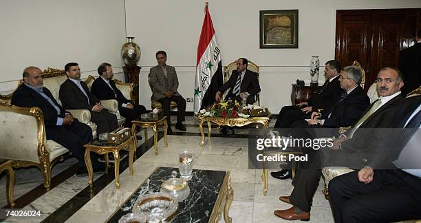 Iraqi Prime Minister Nuri al-Maliki meets Iran's top national security official Ali Larijani in Baghdad on April 29 Baghdad, Iraq. Larijani arrived...