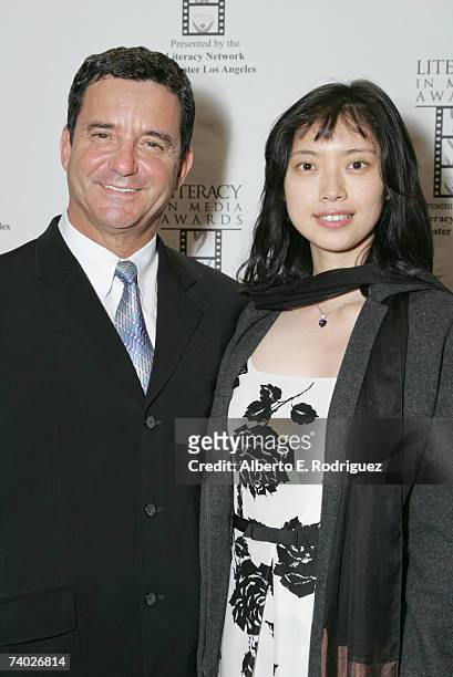 Presenter Dr. Bruce Hensel and Dr. Katie Zhu arrive at the Literacy Networks' LIMA awards dinner on April 29, 2007 in Los Angeles, California.