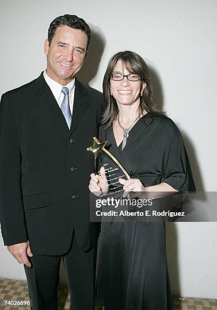 Presenter Dr. Bruce Hensel and Honoree "Today" show producer Jaclyn Levin attend the Literacy Networks' LIMA awards dinner on April 29, 2007 in Los...