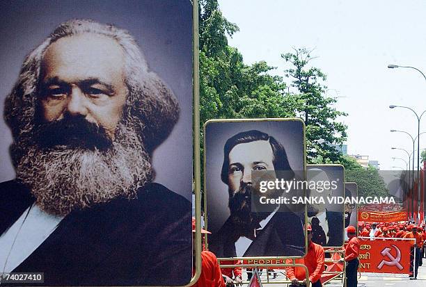Sri Lanka's main Marxist party, the JVP, or People's Liberation Front, supporters march to a public park to mark the international worker's day. Sri...