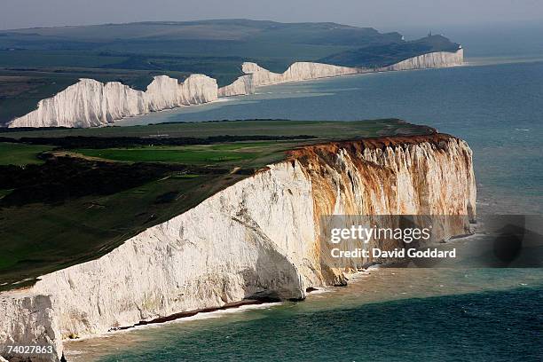 Between the towns of Seaford and Eastbourne lies the white chalk cliffs, the Seven Sisters in this aerial photo taken on 30th June, 2006.