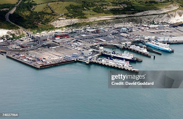 Eighteen miles from the French coastline lies the historical English port of Dover, one of the UK busiest in this aerial photo taken on 9th...