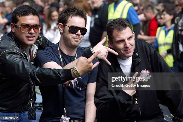 Actors Tamer Hassan and Danny Dyer and Tim Westwood prepare for Gumball 3000 race 2007 launch on April 29, 2007 in London, England. The Rally starts...