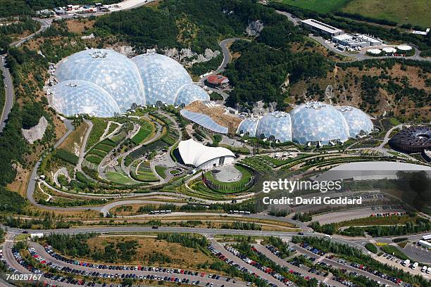 The large-scale environmental complex, the Eden Project can be found in this dis-used quarry near St Austell in this aerial photo taken on 9th...