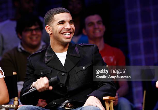 From Degrassi Aubrey Graham speaks at the Spring Awakening and Degrassi panel discussion with Rosie O'Donnell at the Eugene O'Neill Theater on April...