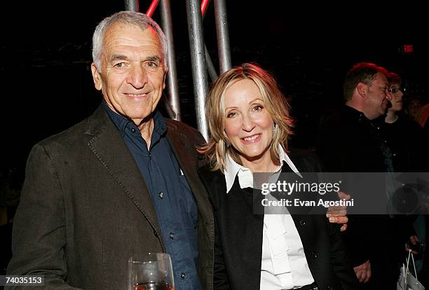 Screenwriter Alvin Sargent and producer Laura Ziskin attend the "Spider-Man 3" premiere after party at Kaufman Astoria Studios during the 2007...