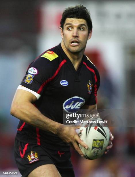 Trent Barrett of Wigan Warriors in action during the engage Super League match between Salford City Reds and Wigan Warriors at the Willows on April...