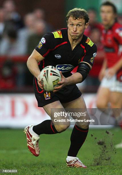Micky Higham of Wigan Warriors in action during the engage Super League match between Salford City Reds and Wigan Warriors at the Willows on April...