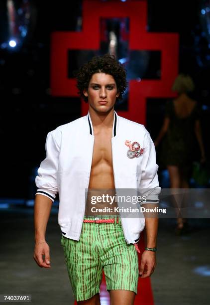 Model showcases an outfit on the catwalk by designer FashionAssassin on day two of Rosemount Australian Fashion Week Spring/Summer 2007/08 in The...