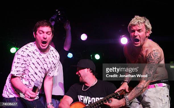 Pritchard, Dainton, Pancho and Joyce of The Dirty Sanchez perform on stage on the first Australian leg of their "Dirty Sanchez Live" Tour at The...