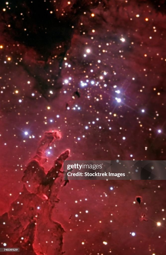 The Eagle Nebula, also known as Messier 16 or NGC 6611, is a young open cluster of stars in the constellation Serpens.