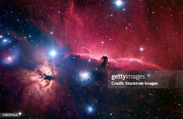 the horsehead nebula, also known as barnard 33 in bright nebula ic 434, is a dark nebula in the orion constellation. - nebulosa cabeza de caballo fotografías e imágenes de stock