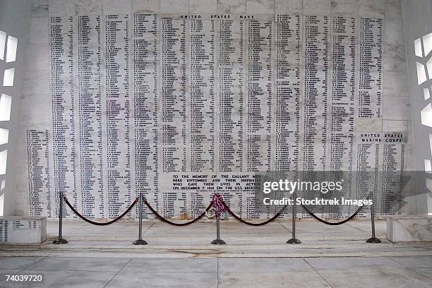 pearl harbor, hawaii (december 7, 2006) - a moment of silence for the uss arizona memorial in honor of those who gave their lives in the defense of our country. - uss_arizona stock pictures, royalty-free photos & images