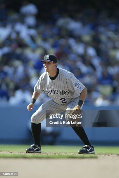 Troy Tulowitzki of the Colorado Rockies stands ready during the game against the Los Angeles Dodgers at Dodger Stadium in Los Angeles, California on...