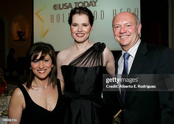 Nina Tassler, president of CBS Entertainment, actress Geena Davis, and Craig A. Moon, president and publisher of USA Today, pose during the...