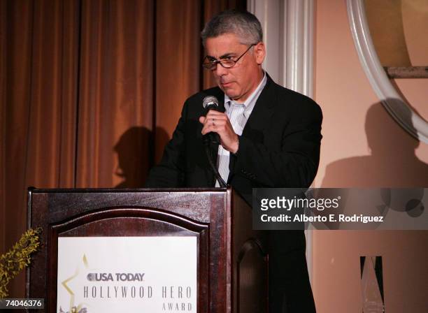 Actor Adam Arkin speaks onstage during the celebration honoring Geena Davis as this year's Hollywood Hero by USA Today for the See Jane Program at...