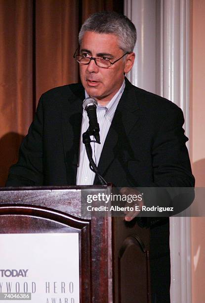 Actor Adam Arkin speaks onstage during the celebration honoring Geena Davis as this year's Hollywood Hero by USA Today for the See Jane Program at...