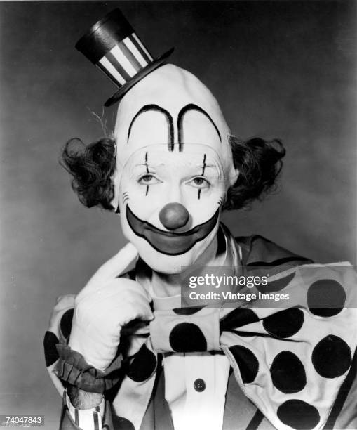 Portrait of American actor Jimmy Stewart in costume for the Cecil B. DeMille film 'The Greatest Show on Earth,' 1951.