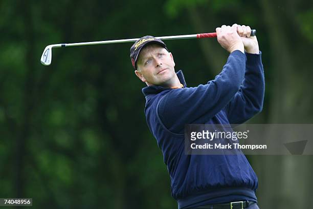 Golfer Gary Brown in action during the PGA Glenmuir Club Professional North East Region Qualifier at Selby Golf Club in Selby on May 2, 2007 in...