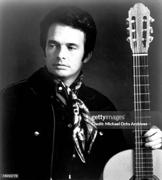 Country musician Merle Haggard poses for a late 1960's portrait.