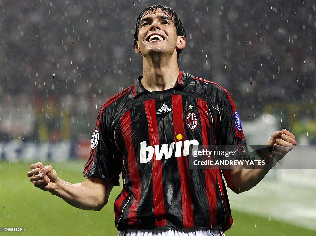 AC Milan's Kaka celebrates scoring again...