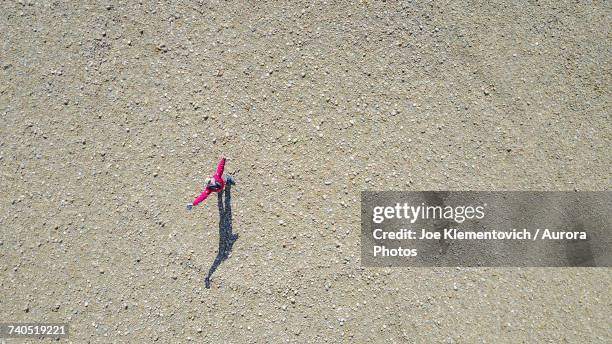 drone selfie against riverbed - person look up from above stock pictures, royalty-free photos & images