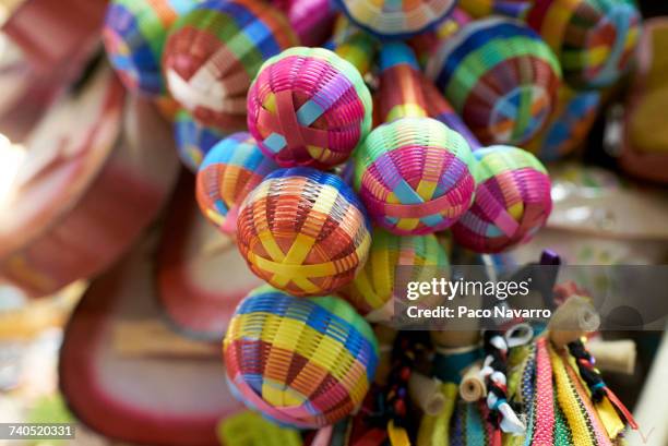 multicolor maracas in shop in guadalajara, jalisco, mexico - guadalajara mexiko stock-fotos und bilder